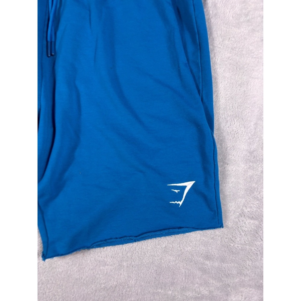 Gymshark Mens Size M Blue Raw Hem Fleece Sweat Shorts Athletic Drawstring Gym - Picture 2 of 10